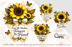 Sunflower Mom Quotes | 4 PNG sublimation clipart designs Product Image 1