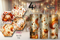Golden Autumn, Fall | 4 Skinny Tumbler Sublimation designs Product Image 1