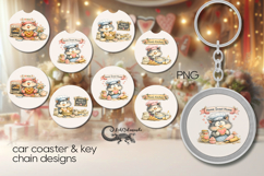 Mom's cat | mothers day 4 Car coaster &amp; 4 key chain designs Product Image 1