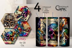 Music &amp; Skulls | 4 Skinny tumbler sublimation designs Product Image 1