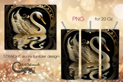 Swan | black & gold skinny tumbler Sublimation design PLUS Product Image 1