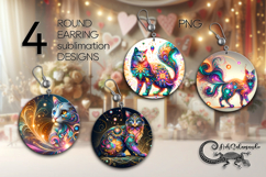 Fantasy Cats | Cartoon style Round earring sublimation PL Product Image 1
