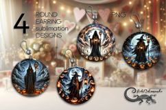 Halloween landscape | 4 Sublimation round earring designs Product Image 1