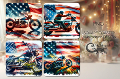 Motorcycle patriotic | american square coaster sublimation Product Image 1