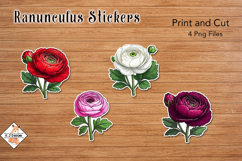 Ranunculus Flower Stickers | Print and Cut Product Image 1