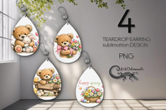 Easter animals | Teardrop Earring Sublimation design PL Product Image 1