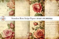 Vintage Script Rose Background Digital Papers Product Image 1