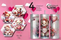 Valentine teddy bears | 4 love Skinny tumbler designs Product Image 1