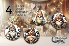 Coffee Gnome | 4 Round earring sublimation designs Product Image 1