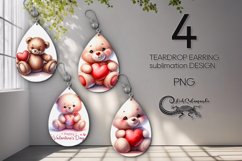 Valentine teddy bear | love teardrop earring sublimation PL2 Product Image 1