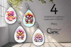 Good Morning | 4 Teardrop earring Sublimation designs PL Product Image 1