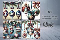 Vintage Christmas | 4 square coaster sublimation designs Product Image 1