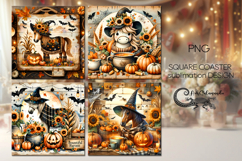 Halloween horse | 4 square coaster sublimation designs Product Image 1