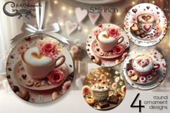 Coffee is my love | 4 round ornaments sublimation designs P Product Image 1