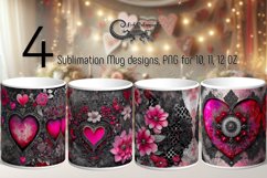 Vintage Hearts | 4 Gothic Valentine Sublimation Mug designs Product Image 1