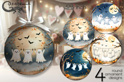 Cute ghost | halloween round ornaments sublimation designs Product Image 1