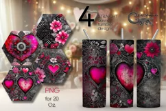 Vintage Hearts | 4 gothic Skinny tumbler sublimation designs Product Image 1