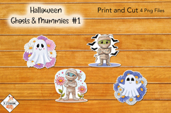 Halloween Ghosts &amp; Mummy Stickers #1 | Print and Cut Product Image 1