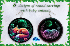 Set of earrings | 8 designs with baby animals, PNG Product Image 1