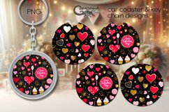 Valentine 3d hearts | black &amp; pink coaster &amp; key chain PLUS Product Image 1