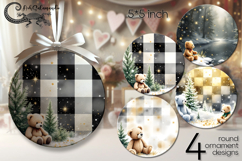 Christmas plaid | retro round ornaments sublimation PL Product Image 1