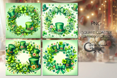 St. Patrick's day clover | 4 square coaster sublimation P Product Image 1