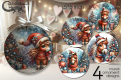 Christmas horse | retro round ornaments sublimation PL Product Image 1
