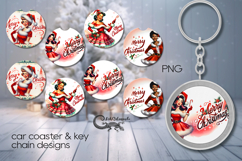 Christmas plaid | 4 xmas Car coaster &amp; 4 key chain designs P Product Image 1