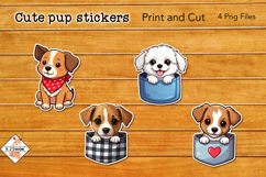 Cute Pup Stickers | Print and Cut Product Image 1