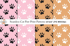 Seamless Cat Paw Print Patterns | Digital Papers Product Image 1