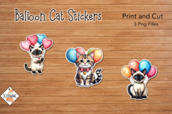 Balloon Cat Stickers | Print and Cut Product Image 1