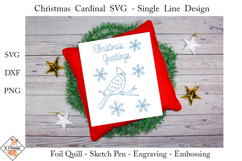 Christmas Cardinal SVG for Foil Quill | Single Line Designs Product Image 1