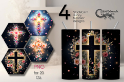 Christian cross &amp; flowers | 4 Faith Skinny tumbler designs P Product Image 1