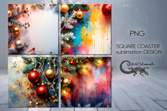 Christmas flatlay | xmas square coaster sublimation Product Image 1