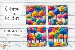 Colorful Tree Coasters Sublimation Product Image 1