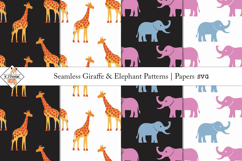 Seamless Giraffe &amp; Elephant Patterns SVG Product Image 1