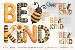 Bee Kind Clipart Bundle | 4 PNG sublimation designs Product Image 1