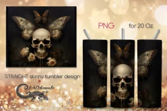 Skulls with butterfly | Halloween Skinny tumbler design PLUS Product Image 1