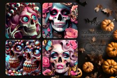 Funny skulls | Halloween square coaster sublimation designs Product Image 1