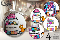 Colorful Cats | 4 round ornaments sublimation designs P Product Image 1