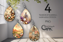 Shabby chic Easter | Spring Teardrop Earring Sublimation PL Product Image 1