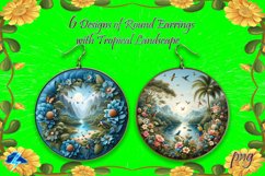 Round earrings | 6 designs with a tropical landscape, PNG Product Image 1