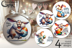 Easter rabbit | 4 round ornaments sublimation designs P Product Image 1