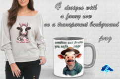Clipart | 4 designs with a funny cow , PNG Product Image 1