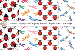 Seamless Ladybugs &amp; Dragonfly Patterns | Papers Product Image 1