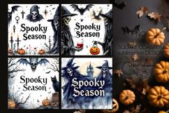 Vintage halloween | 4 square coaster sublimation designs PL Product Image 1