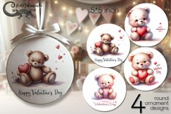 Valentine teddy bear | 4 love round ornaments sublimation P2 Product Image 1