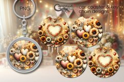 Romantic sunflowers | valentine Car coaster &amp; key chain PL Product Image 1