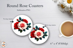 Round Rose Coaster Sublimation Designs Product Image 1