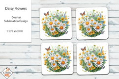 Daisy Flowers Coaster Design Sublimation Product Image 1